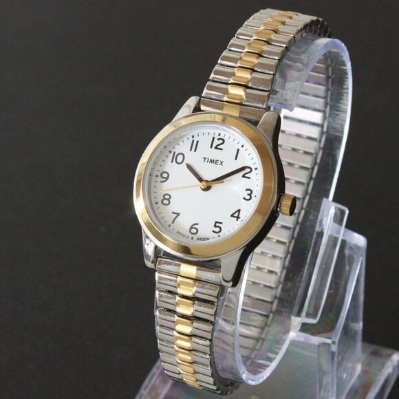 Essex Ave Ladies Indiglo Quartz Watch By Timex Two Tone Expansion Bracelet 25mm main image 7
